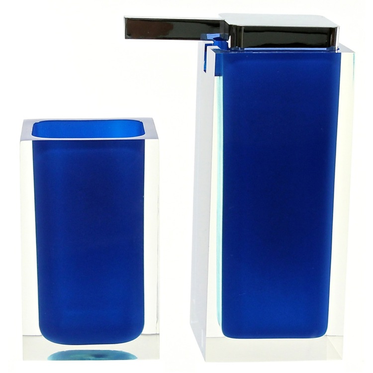 Bathroom Accessory Set, Gedy RA680-05, Blue Two Pc. Accessory Set Made With Thermoplastic Resins